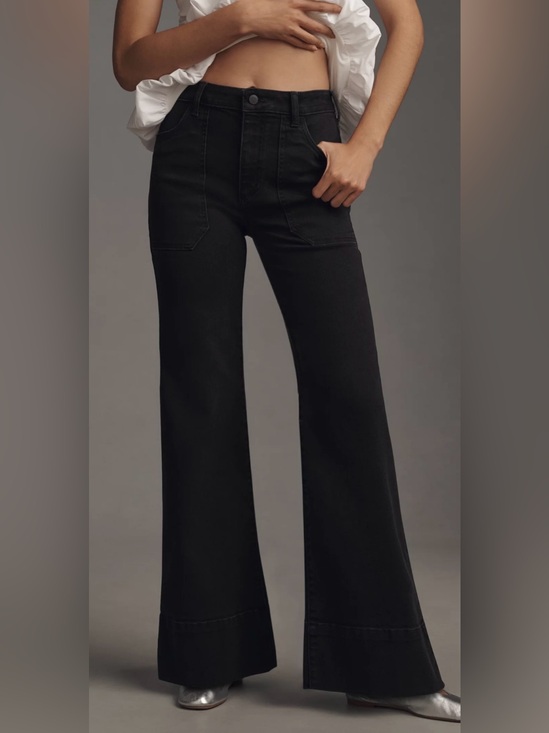 Pilcro Denim - Anthropologie Rylan Relaxed High-Rise Flare Jeans by Pilcro black size 32 boho